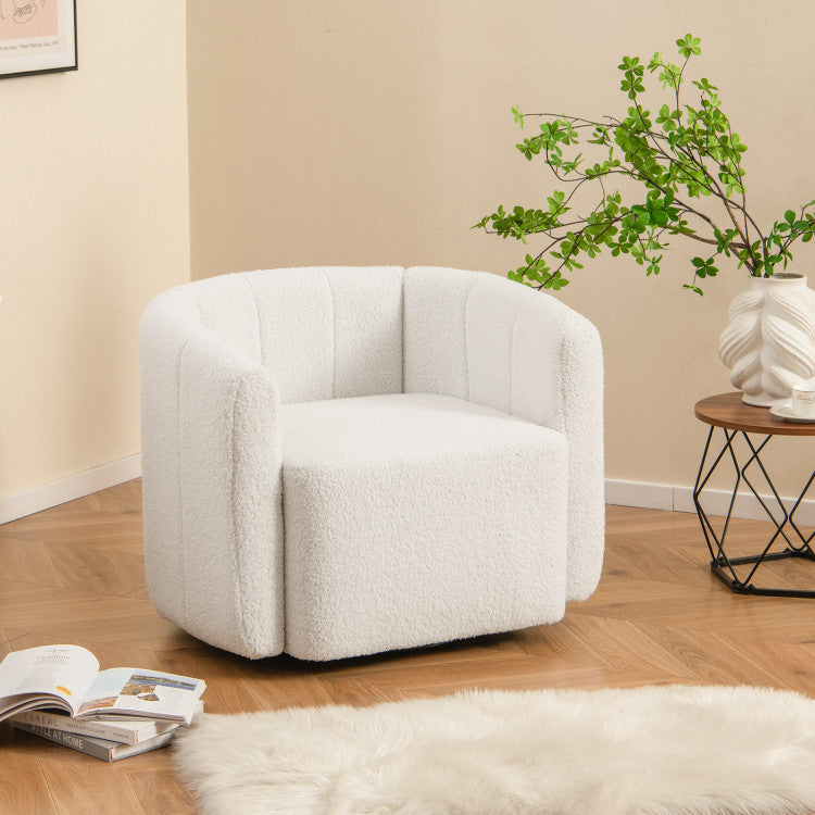 Home Modern Upholstered Sherpa Accent Chair with Curved Backrest and Armrests