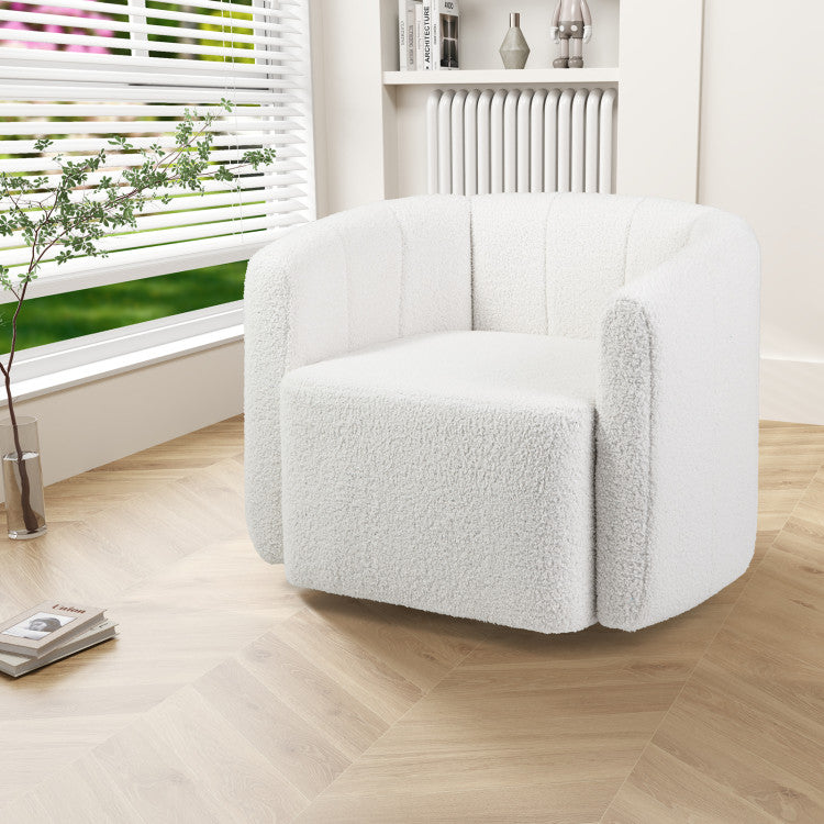 Home Modern Upholstered Sherpa Accent Chair with Curved Backrest and Armrests