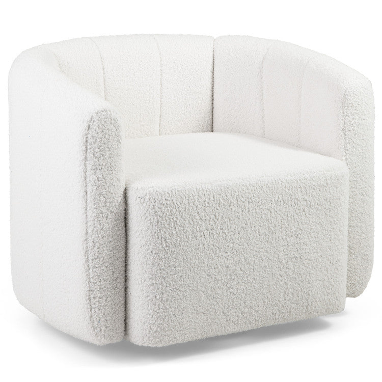 Home Modern Upholstered Sherpa Accent Chair with Curved Backrest and Armrests