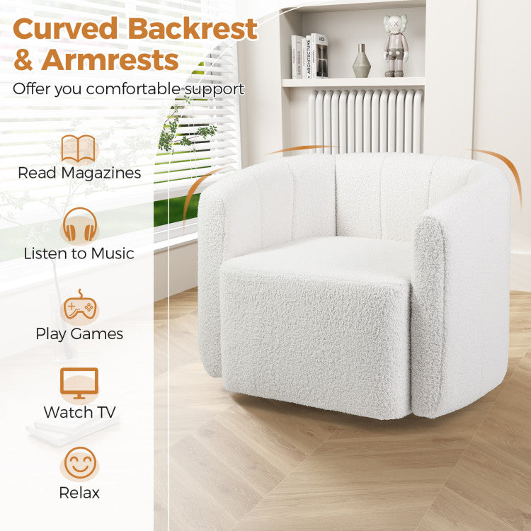 Home Modern Upholstered Sherpa Accent Chair with Curved Backrest and Armrests