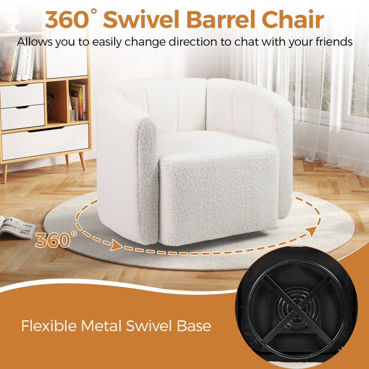 Home Modern Upholstered Sherpa Accent Chair with Curved Backrest and Armrests