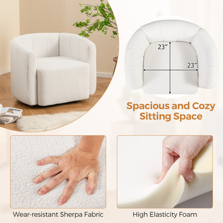 Home Modern Upholstered Sherpa Accent Chair with Curved Backrest and Armrests