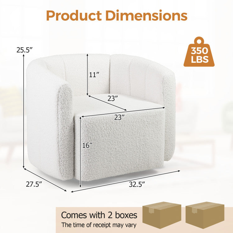Home Modern Upholstered Sherpa Accent Chair with Curved Backrest and Armrests