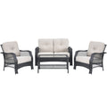 Outdoor 4 Pieces Patio Wicker Furniture Set with Coffee Table and Cushions