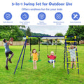Outdoor Kids 5-In-1 Outdoor Kids Swing Set with A-Shaped Metal Frame and Ground Stake