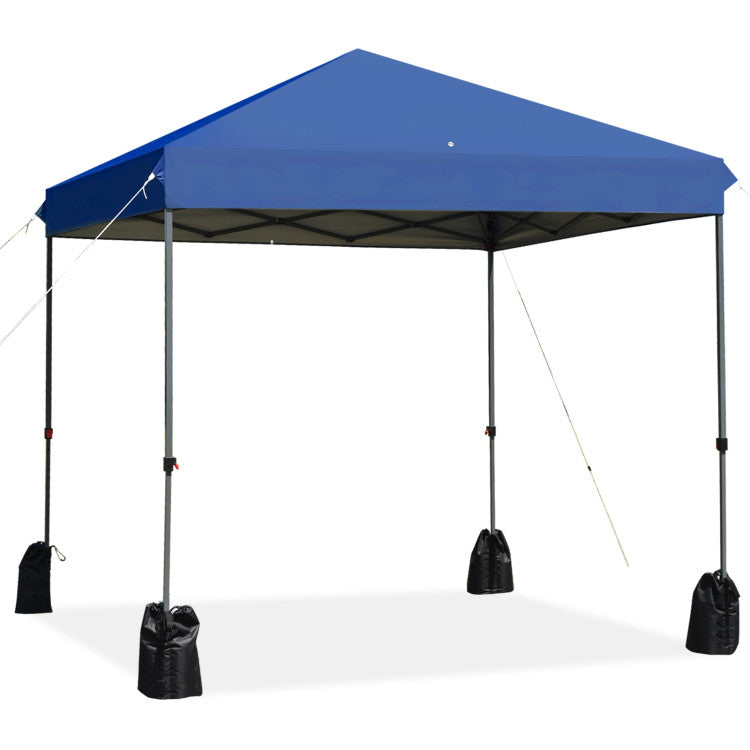 Outdoor 8 x 8 Feet Outdoor Pop-up Canopy Tent with Portable Roller Bag and Sand Bags