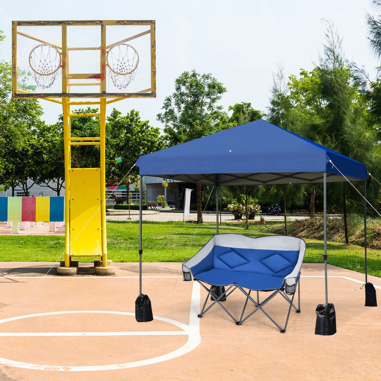 Outdoor 8 x 8 Feet Outdoor Pop-up Canopy Tent with Portable Roller Bag and Sand Bags
