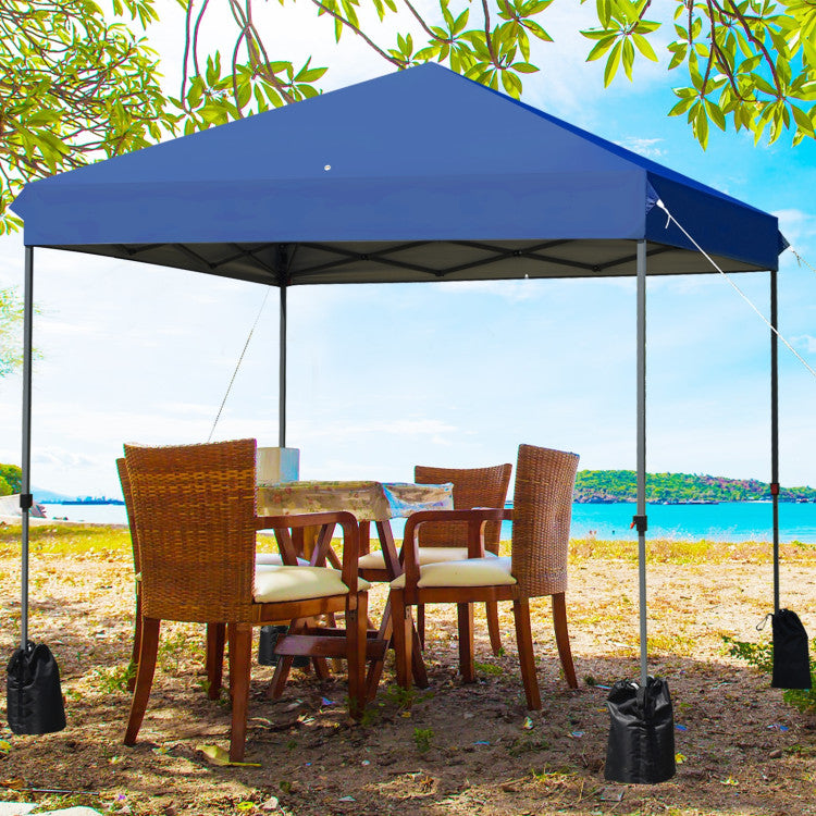 Outdoor 8 x 8 Feet Outdoor Pop-up Canopy Tent with Portable Roller Bag and Sand Bags