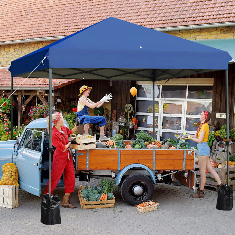 Outdoor 8 x 8 Feet Outdoor Pop-up Canopy Tent with Portable Roller Bag and Sand Bags