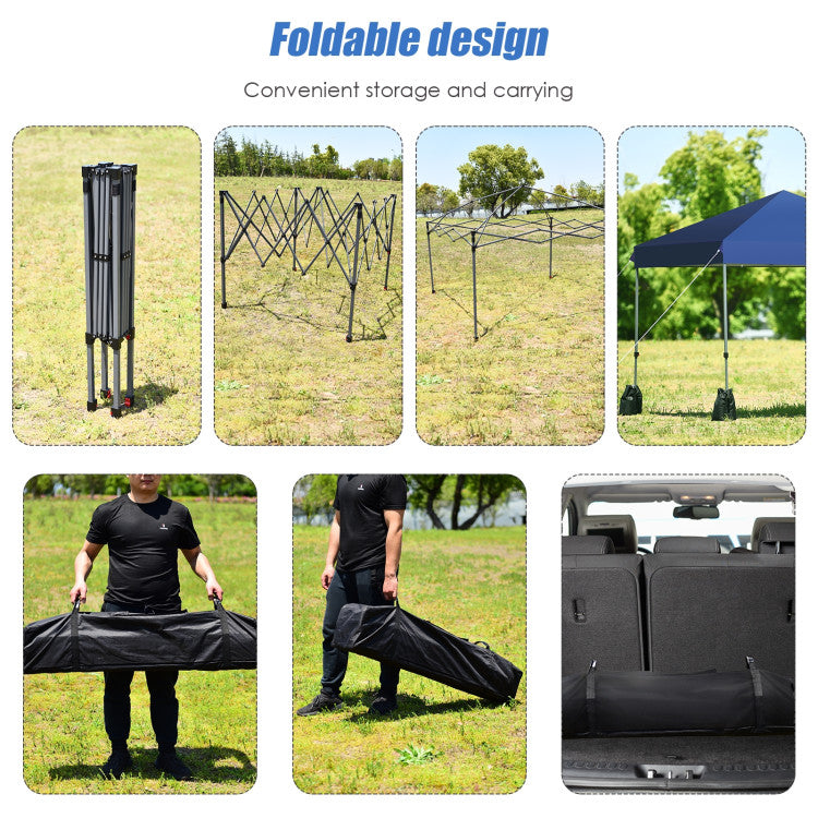 Outdoor 8 x 8 Feet Outdoor Pop-up Canopy Tent with Portable Roller Bag and Sand Bags