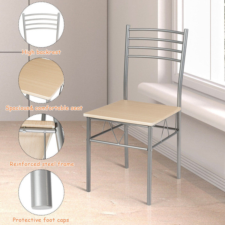 Modern 5 Pieces Dining Set Glass Table and 4 Chairs
