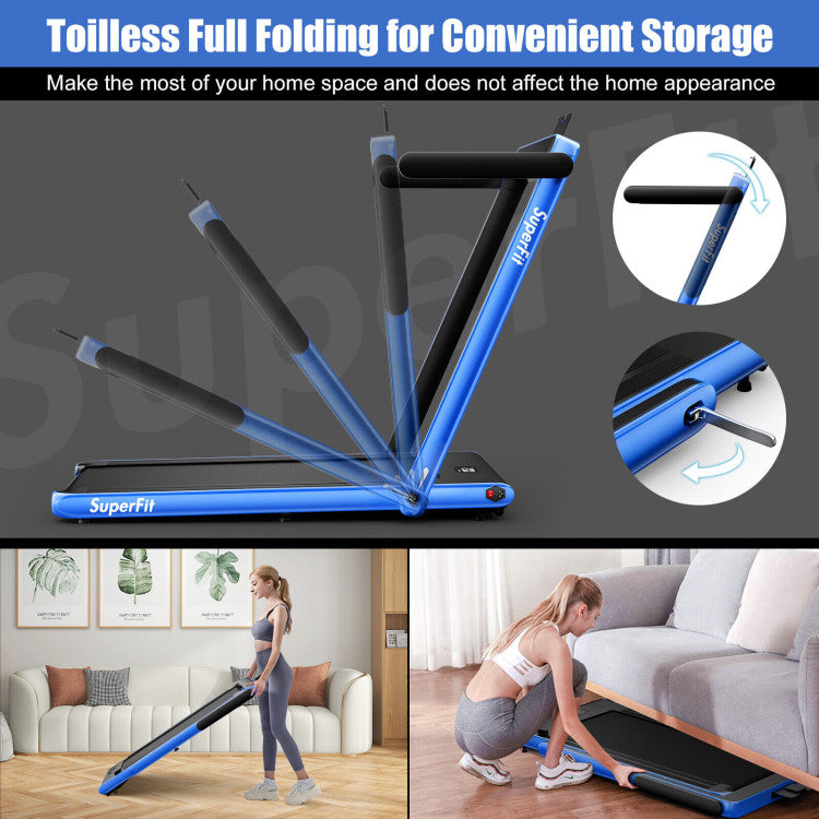 Fitness 2.25HP 2 in 1 Folding Treadmill with APP Speaker Remote Control