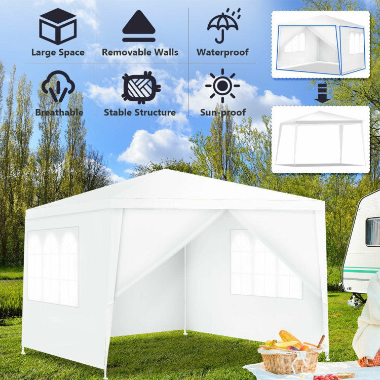 Outdoor 10 x 10 Feet Outdoor Side Walls Canopy Tent with 4 Removable Sidewalls