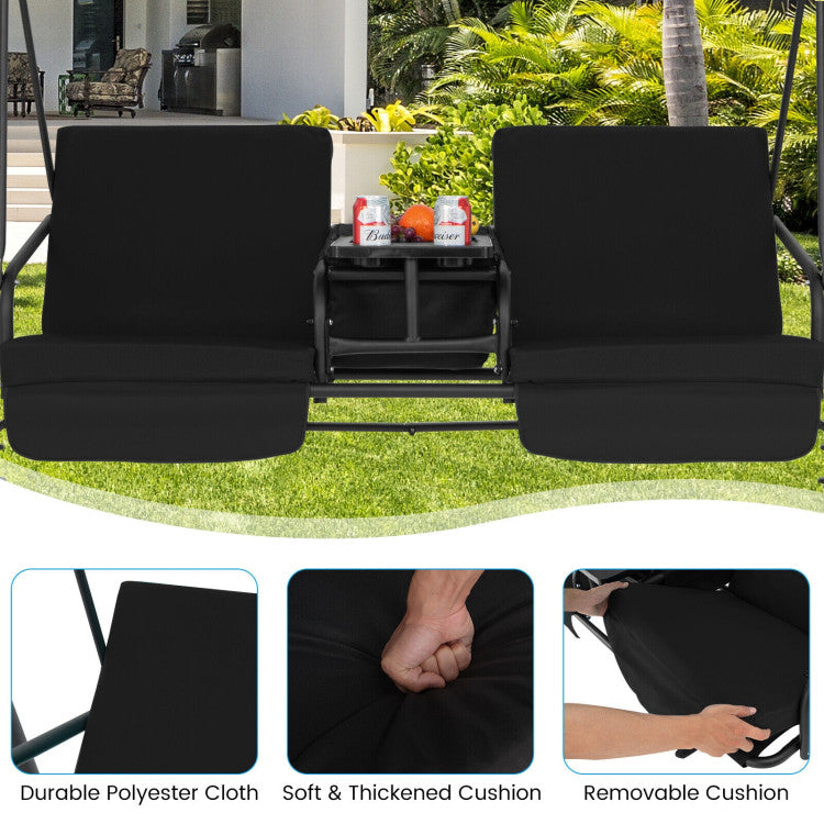 Outdoor Porch Swing Chair with Adjustable Canopy