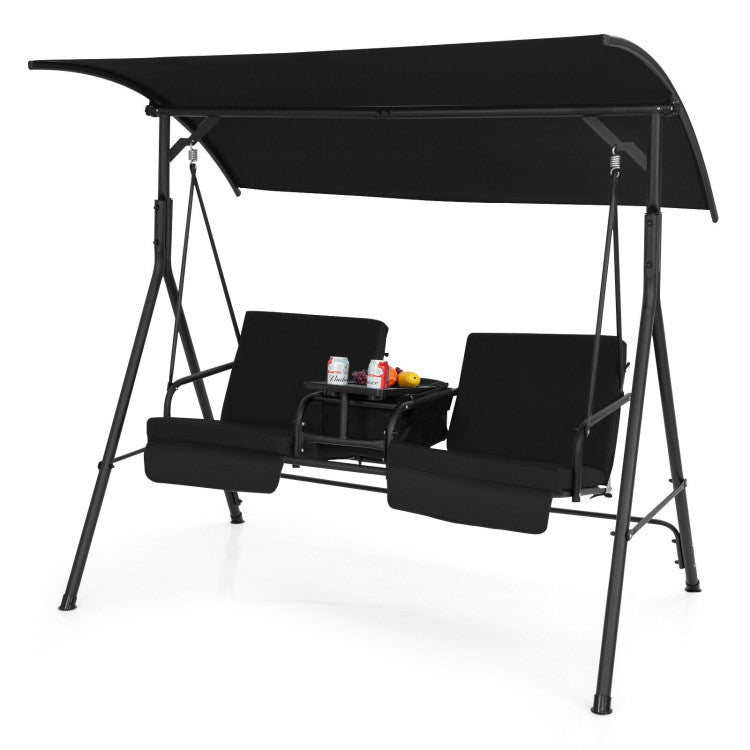 Outdoor Porch Swing Chair with Adjustable Canopy