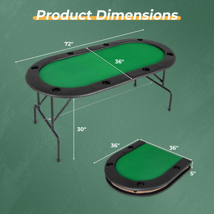 Game Room 8 Players Texas Holdem Foldable Poker Table