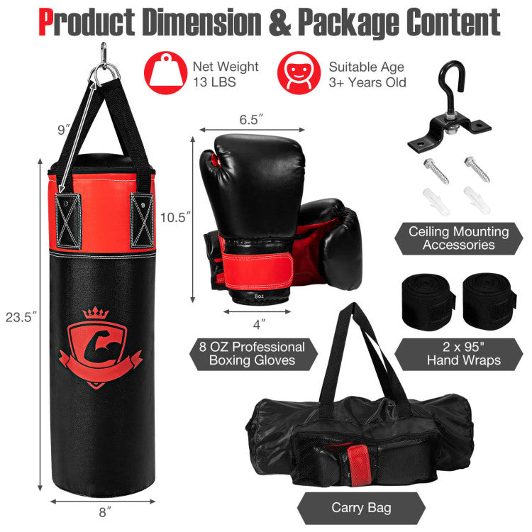 Fitness Kids 11 Pounds Kids Hanging Punching Bag Set with Punching Gloves