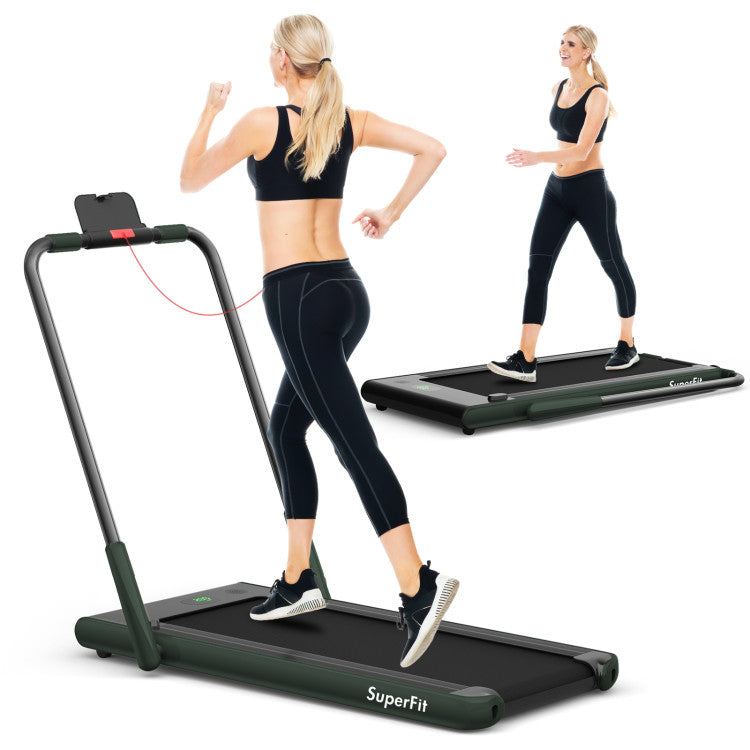 Fitness 2.25 HP 2-in-1 Folding Walking Pad Treadmill with Remote Control and LED Display