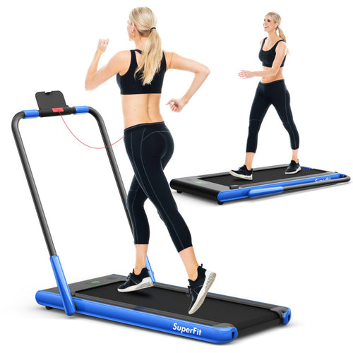 Fitness 2.25 HP 2-in-1 Folding Walking Pad Treadmill with Remote Control and LED Display