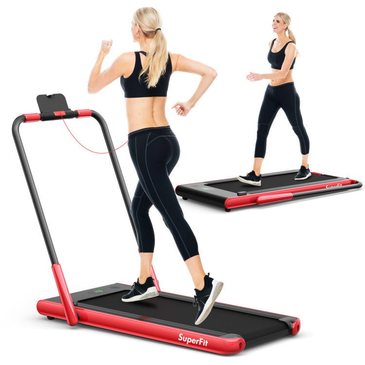 Fitness 2.25 HP 2-in-1 Folding Walking Pad Treadmill with Remote Control and LED Display