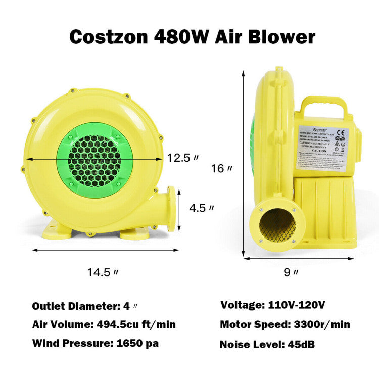 Outdoor 480 W 0.6 HP Air Blower Pump Fan for Inflatable Bounce House