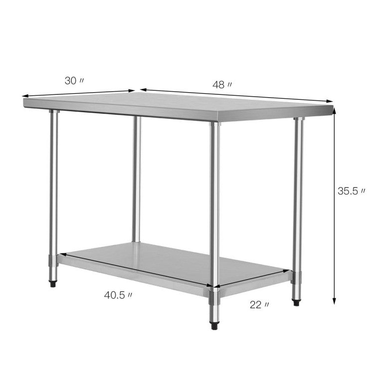 Modern 30 x 48 Inch Stainless Steel Table Commercial Kitchen Worktable